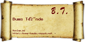 Bums Tünde névjegykártya